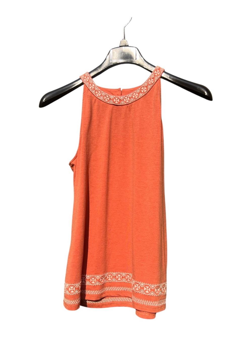 Adrianna Papell Orange Embroidered Trim Halter Tank Size Medium Relaxed Fit Boho